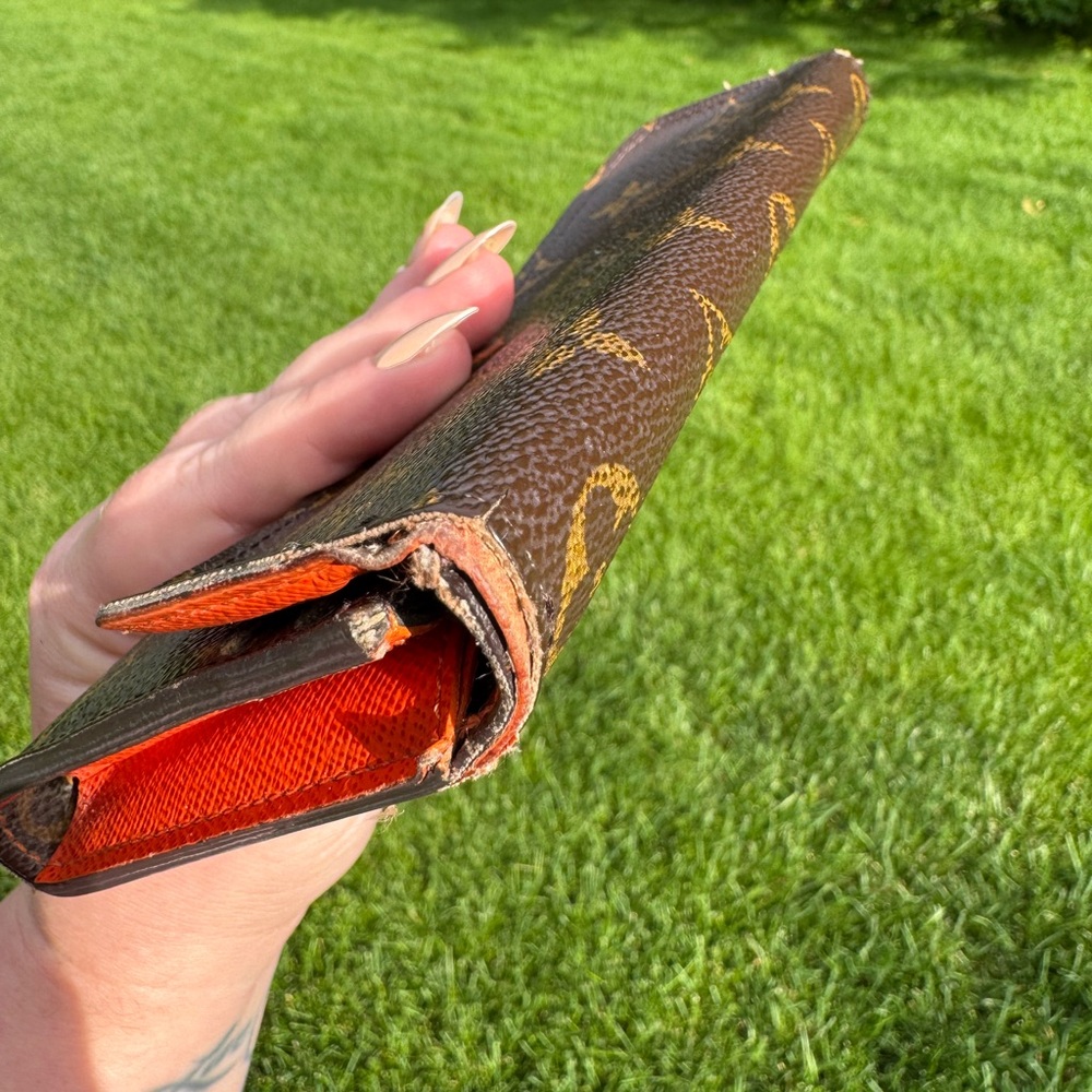 Louis Vuitton Brown Monogram Wallet with Orange Accents - Picture 8 of 13